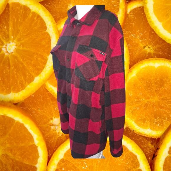 O'Neill Red and Black Plaid FLeece Button Up Shirt Size XL - Picture 9 of 9